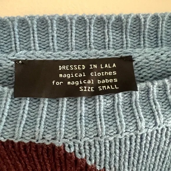 Dressed in LALA Yin Yang Sweater in Blue and Brown - Picture 2 of 3